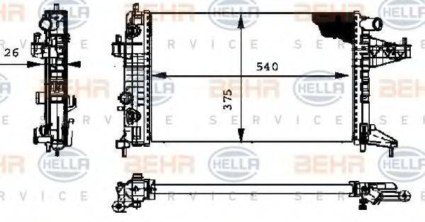 BEHR HELLA SERVICE 8MK376714351 Радіатор, охолодження двигуна