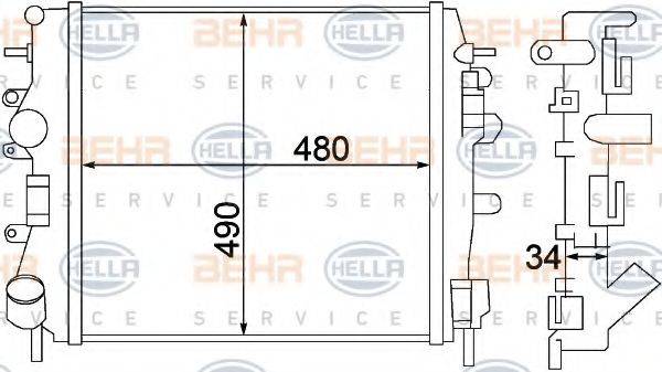 BEHR HELLA SERVICE 8MK376772001 Радіатор, охолодження двигуна