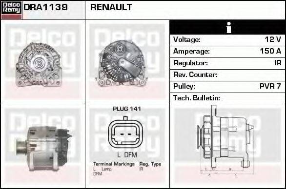 DELCO REMY DRA1139 Генератор