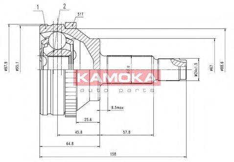 KAMOKA 7088 Шарнірний комплект, приводний вал