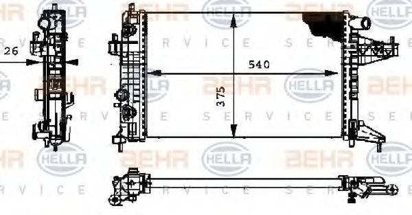 HELLA 8MK376714351 Радіатор, охолодження двигуна