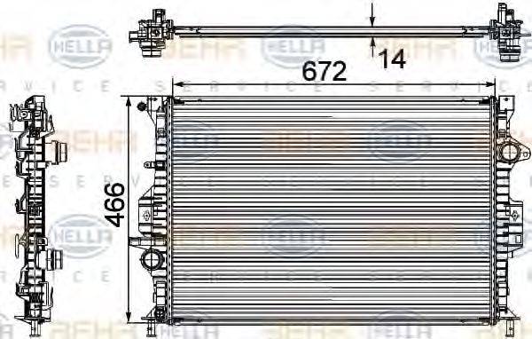 HELLA 8MK376745591 Радіатор, охолодження двигуна