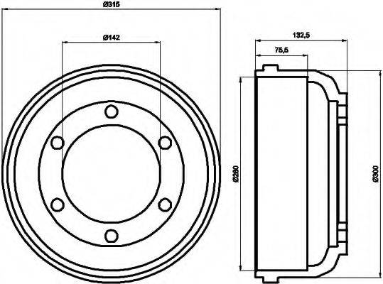 HELLA 8DT355300211 Гальмівний барабан