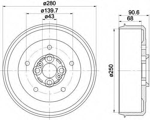 HELLA 8DT355300881 Гальмівний барабан