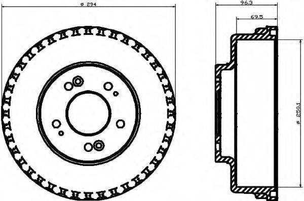 HELLA 8DT355300931 Гальмівний барабан
