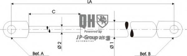 JP GROUP 1581201609 Газова пружина, кришка багажника