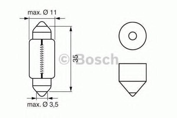 BOSCH 1987302281 Лампа розжарювання; ліхтар освітлення номерного знака; Лампа розжарювання, освітлення салону