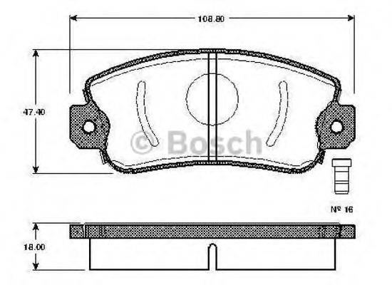 BOSCH 0986TB2201 Комплект гальмівних колодок, дискове гальмо