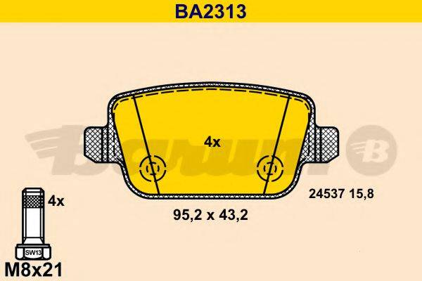 BARUM BA2313 Комплект гальмівних колодок, дискове гальмо