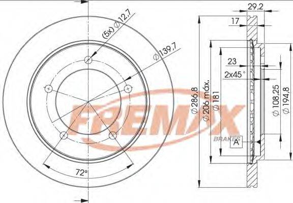 FREMAX BD2863 гальмівний диск