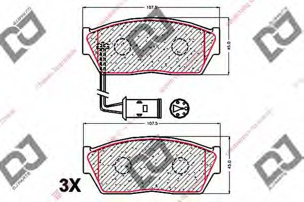 DJ PARTS BP2041 Комплект гальмівних колодок, дискове гальмо