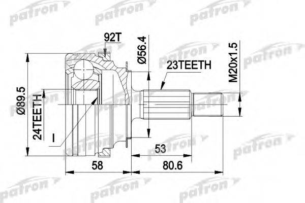 PATRON PCV1108 Шарнірний комплект, приводний вал