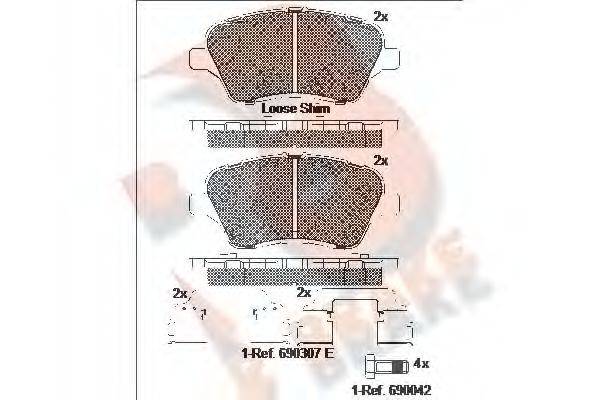 R BRAKE RB2108 Комплект гальмівних колодок, дискове гальмо