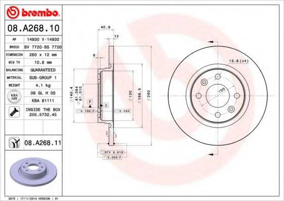 BREMBO 08A26810 гальмівний диск