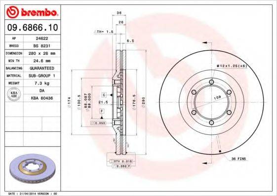 BREMBO 09686610 гальмівний диск