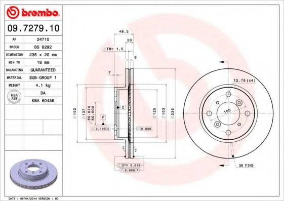 BREMBO 09727910 гальмівний диск