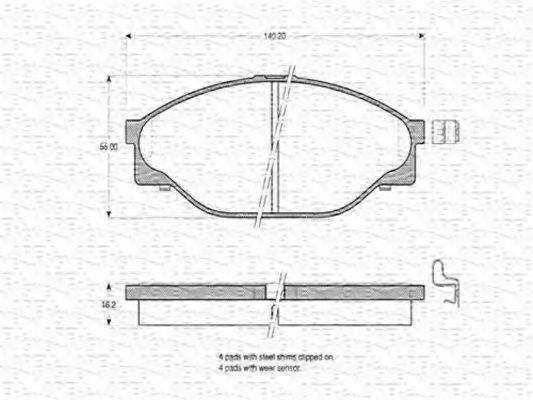 MAGNETI MARELLI 363702160761 Комплект гальмівних колодок, дискове гальмо